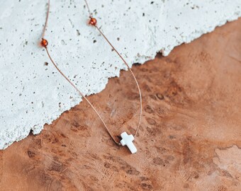 Dainty Cross Necklace, Mother of Pearl Cross Choker, Easter Christian Jewelry, Faith Necklace, He is Risen, Jesus Necklace, Christmas Gift