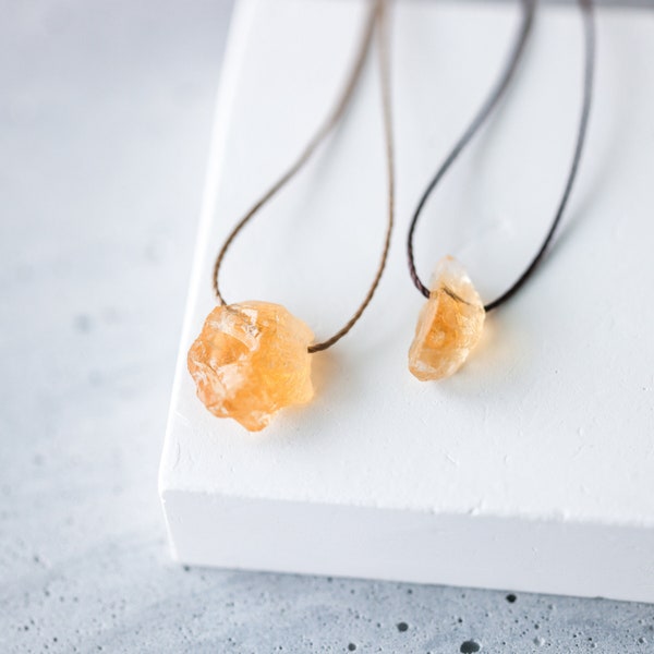 Raw Citrine Necklace, Backdrop Necklace, WATERPROOF Choker, Citrine Crystal Necklace, Stone Hippie Necklace, Indie, Cord Necklaces for Women
