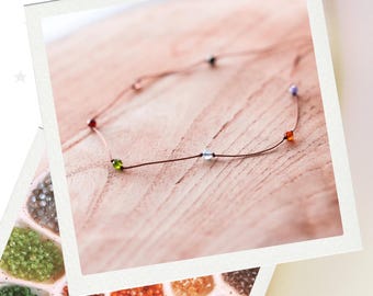 CUSTOM Gemstone Beaded Choker • Colorful Rainbow Crystal Necklace • Multi Gemstone Necklace • Waterproof Hippie Boho Jewelry • Gift for Mom