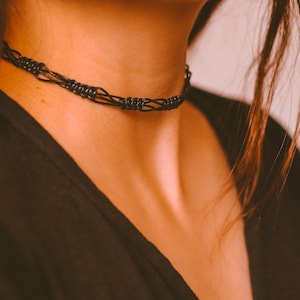 Black Choker Necklace, Macrame Choker, Boho Jewelry, Indie Necklace, Necklaces for Women, Minimalist Necklace, Macrame Jewelry, Beach Choker