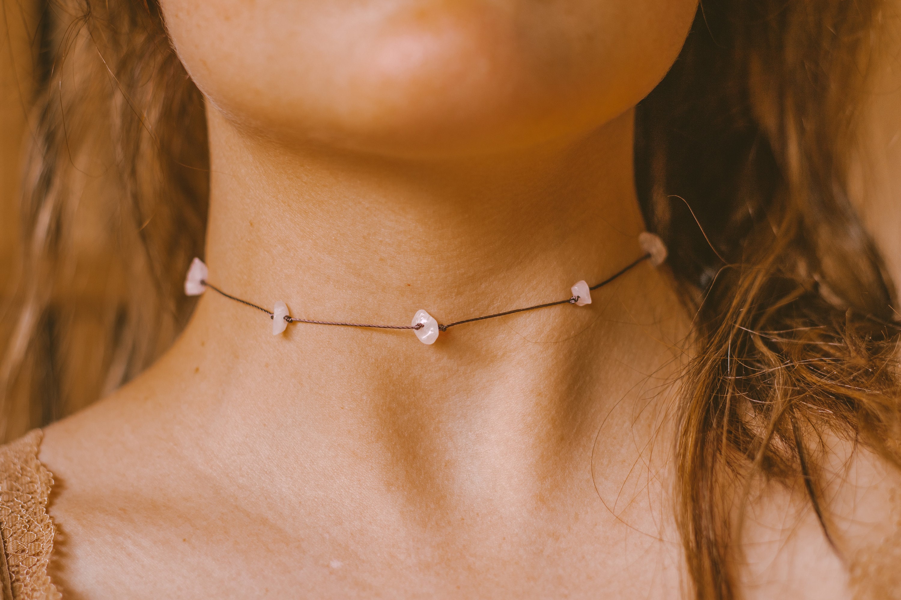 Rose Quartz Choker Necklace ULTRA 