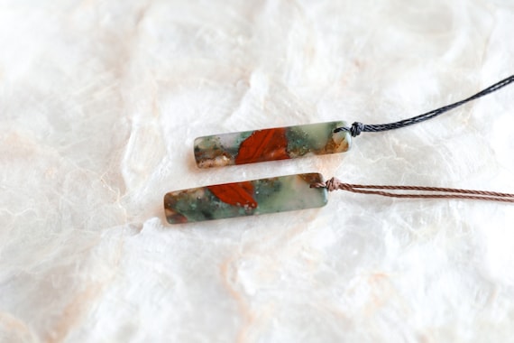 Bloodstone Necklace, Natural Blood Stone Pendant Necklace, WATERPROOF, March Birthstone, Crystal Necklaces for Women, Handmade Jewelry