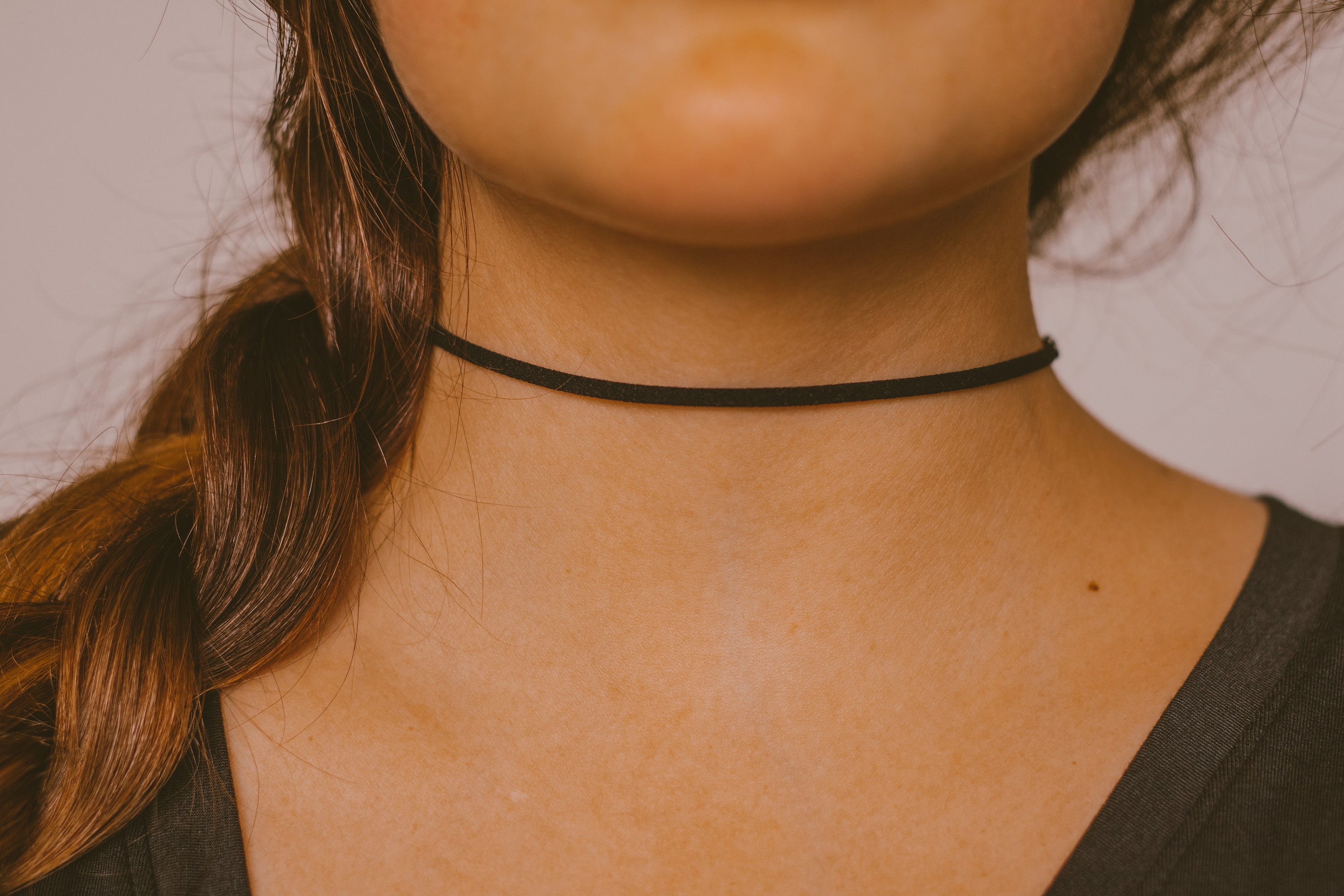 Chokers Subtle Thin Black Choker Soft Vegan Suede Leather Necklace Dainty | Etsy