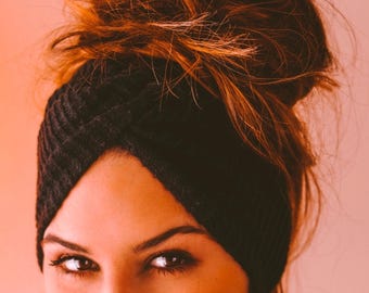 Waffle Knit Twisted Headband, Boho Headband for Messy Bun, Soft Earwarmer, Warm Head Wrap, Turban Headband for Women, Hair Accessories