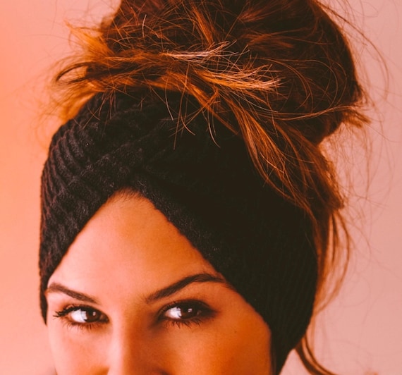 Waffle Knit Twisted Headband, Boho Headband for Messy Bun, Soft Earwarmer, Warm Head Wrap, Turban Headband for Women, Hair Accessories