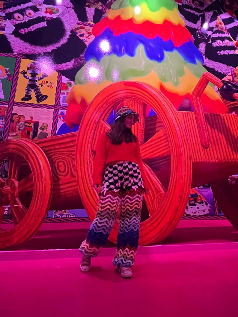 Checkered Rainbow Daisy Pants