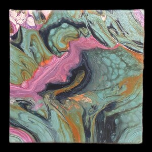 Blacklight reactive acrylic pour - “Material Girl”