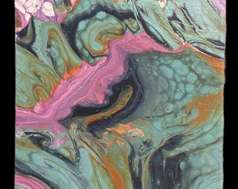 Blacklight reactive acrylic pour - “Material Girl”