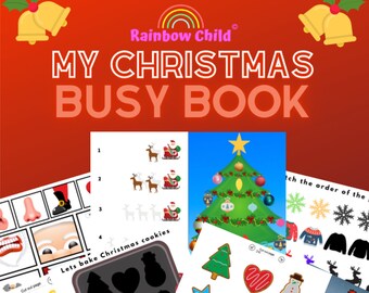 Printable "Christmas" Busy Books Bundle for toddlers and preschoolers. Counting, colour, size, matching, sorting and more.