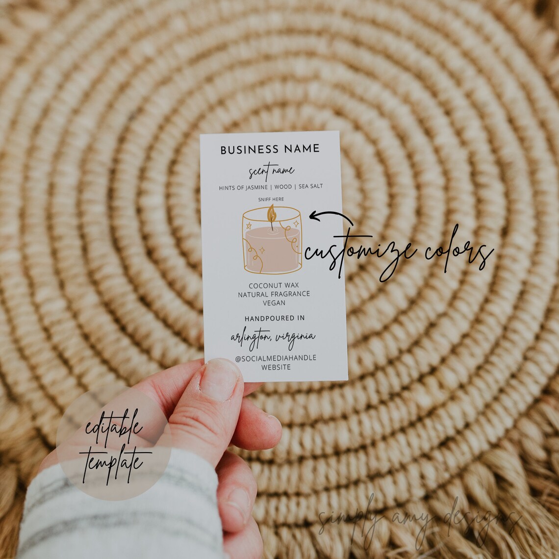 Editable Candle Scent Card Canva Template Candle Scent Card Etsy