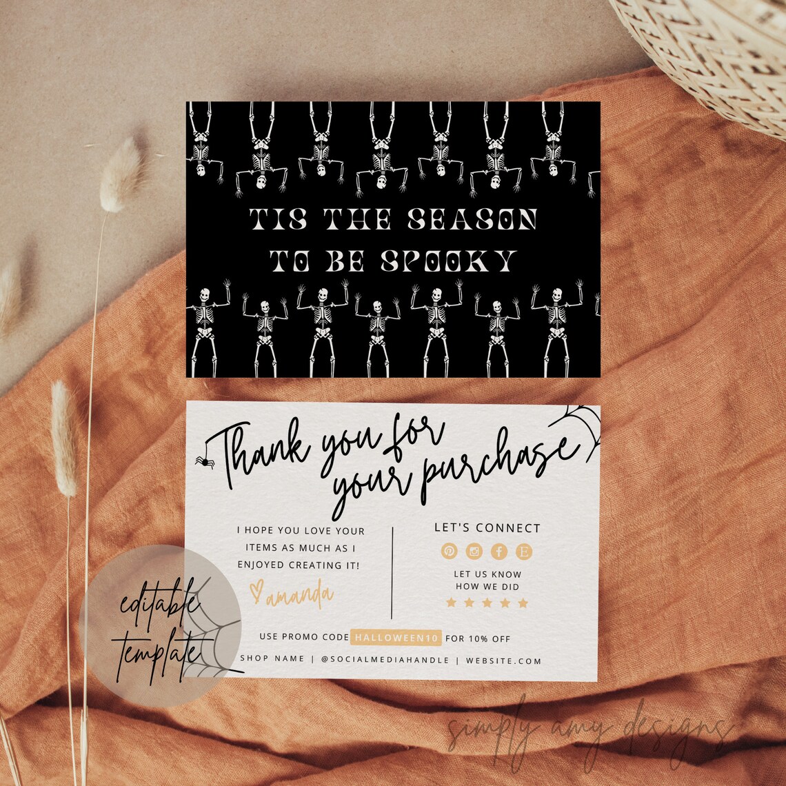 Editable Halloween Business Thank You Card Canva Template - Etsy