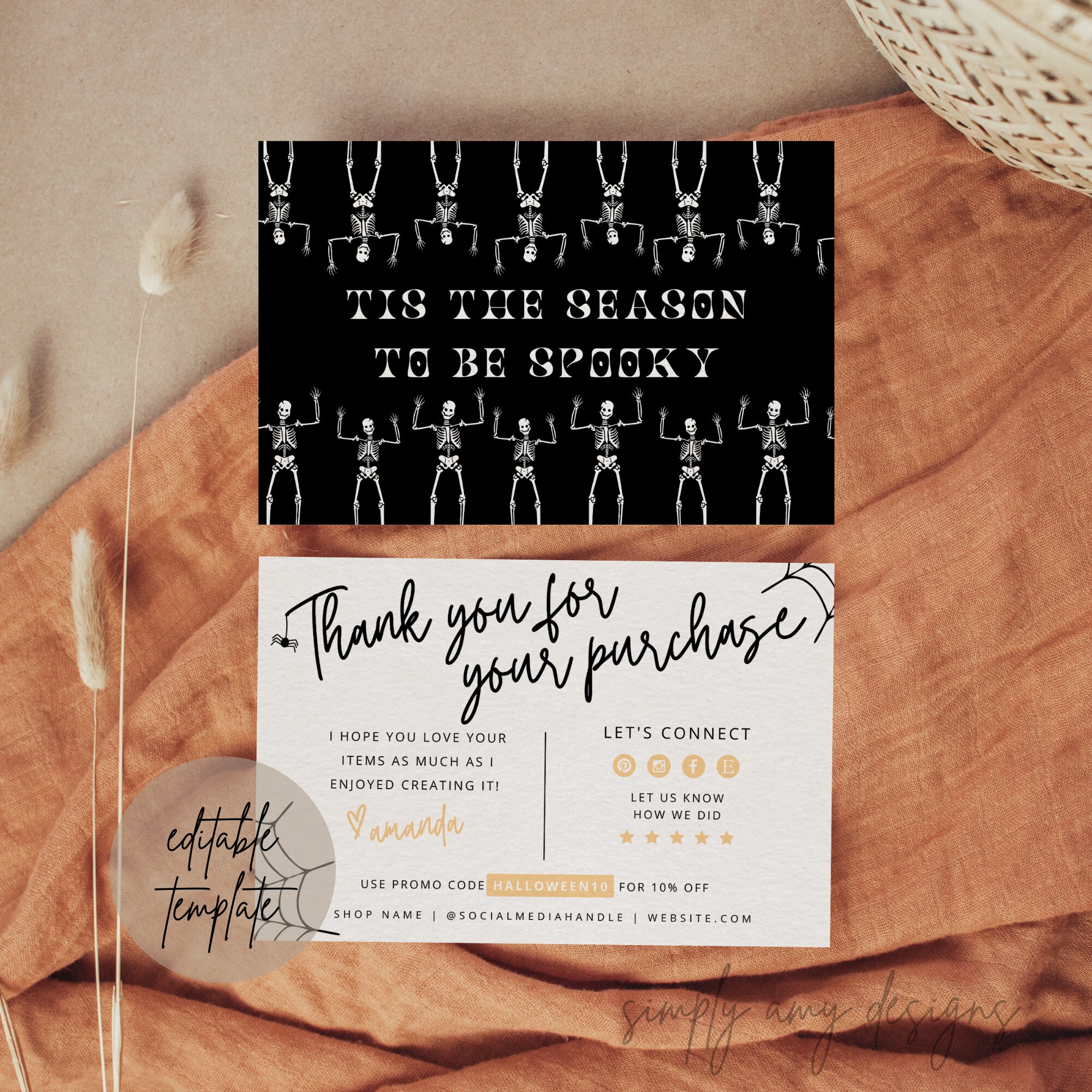 Editable Halloween Business Thank You Card Canva Template - Etsy