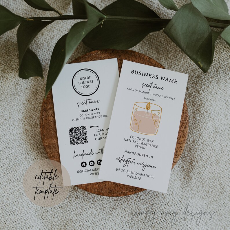 Editable Candle Scent Card Canva Template Candle Scent Card Etsy Ireland