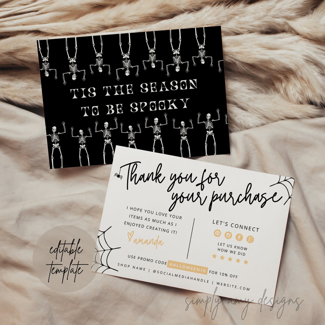 Editable Halloween Business Thank You Card Canva Template, Shop Thank ...