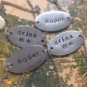 Custom Hand Stamped Decanter Tag - Small Aluminum Oval