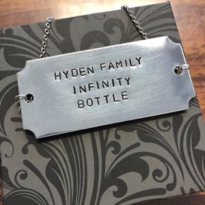 Custom Hand Stamped Decanter Tag - Scalloped Rectangle