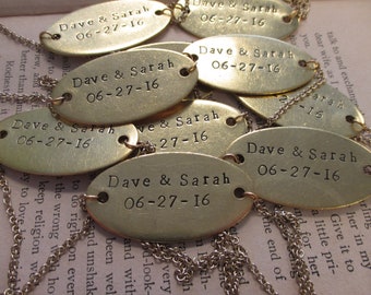 Custom Hand Stamped Decanter Tag - Large Oval Brass