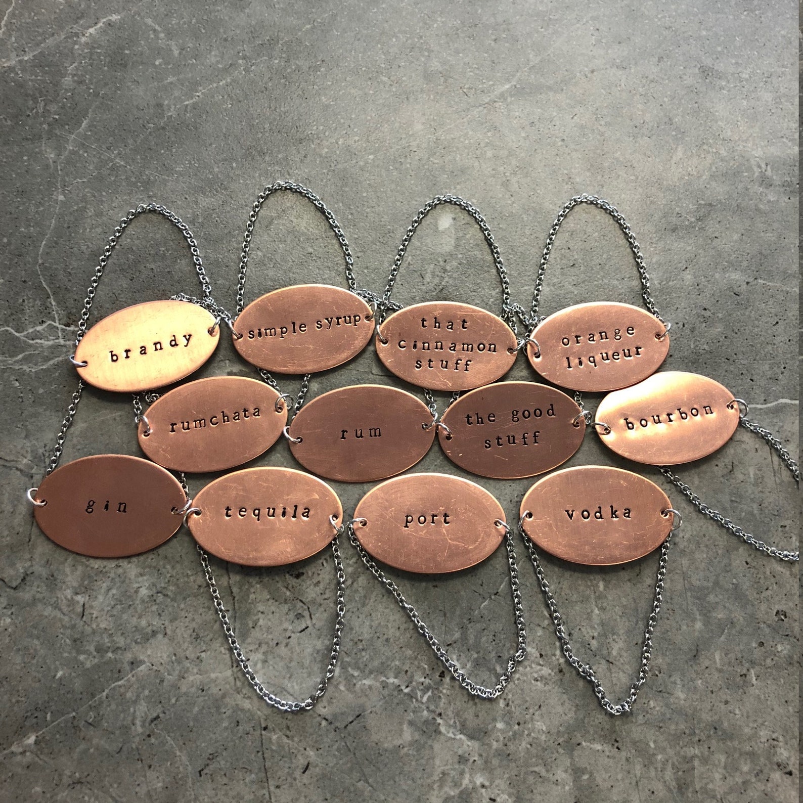 Custom Hand Stamped Decanter Tag Copper Etsy