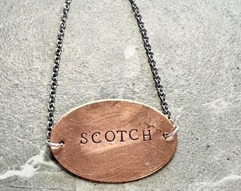 Ready to Ship Hand Stamped Weathered Decanter Tag - Scotch