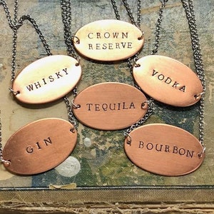 Custom Hand Stamped Decanter Tag - Copper