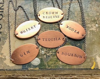 Custom Hand Stamped Decanter Tag - Copper