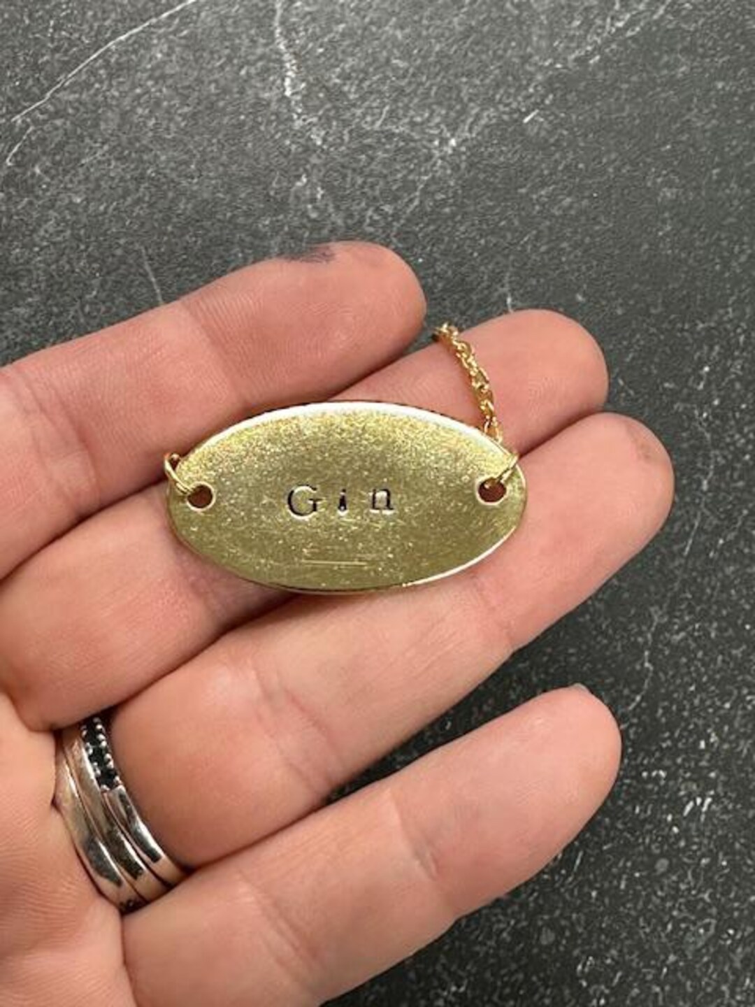 Ready to Ship Hand Stamped Decanter Tag - Gin - Etsy