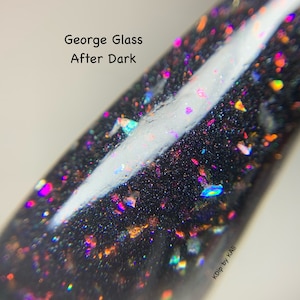 After Dark - nail dip powder, holographic nails, dip powder for nails, black dip powder, acrylic nail powder, nail tech gifts, kdip image 1