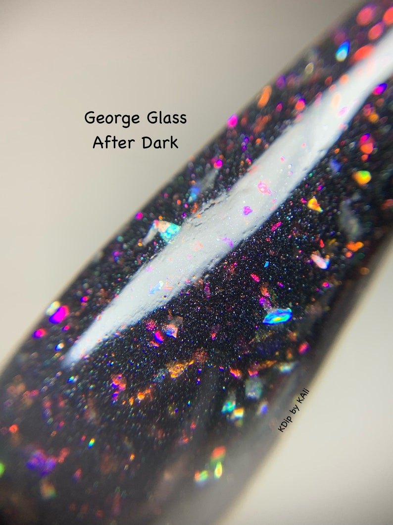 After Dark - nail dip powder, holographic nails, dip powder for nails, black dip powder, acrylic nail powder, nail tech gifts, kdip image 1