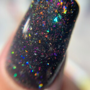 After Dark - nail dip powder, holographic nails, dip powder for nails, black dip powder, acrylic nail powder, nail tech gifts, kdip image 3
