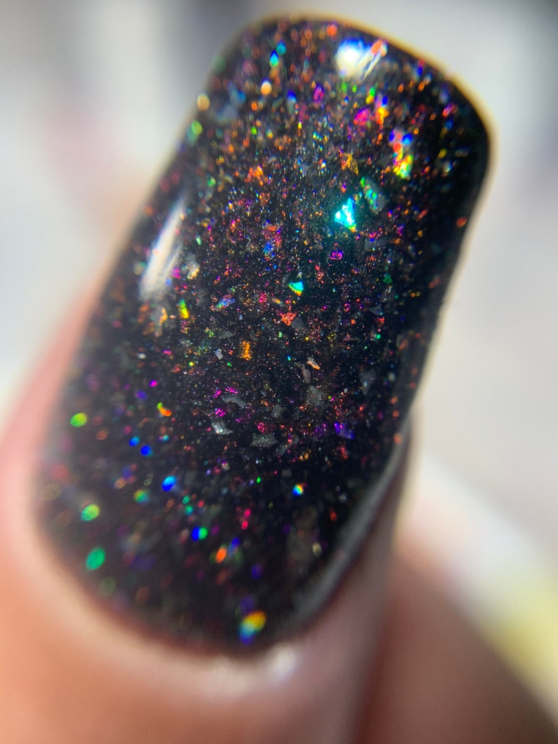 After Dark - nail dip powder, holographic nails, dip powder for nails, black dip powder, acrylic nail powder, nail tech gifts, kdip image 3