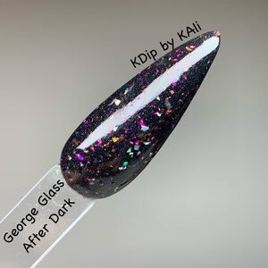 After Dark - nail dip powder, holographic nails, dip powder for nails, black dip powder, acrylic nail powder, nail tech gifts, kdip image 2