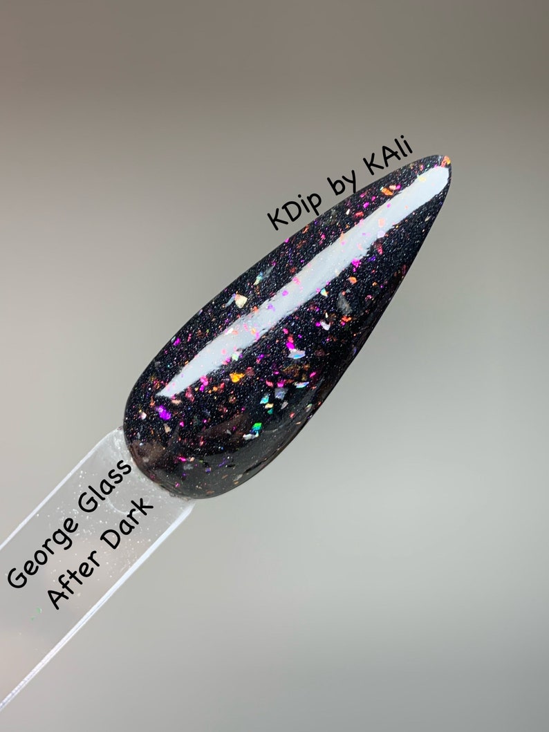 After Dark - nail dip powder, holographic nails, dip powder for nails, black dip powder, acrylic nail powder, nail tech gifts, kdip image 2