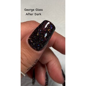 After Dark - nail dip powder, holographic nails, dip powder for nails, black dip powder, acrylic nail powder, nail tech gifts, kdip image 4