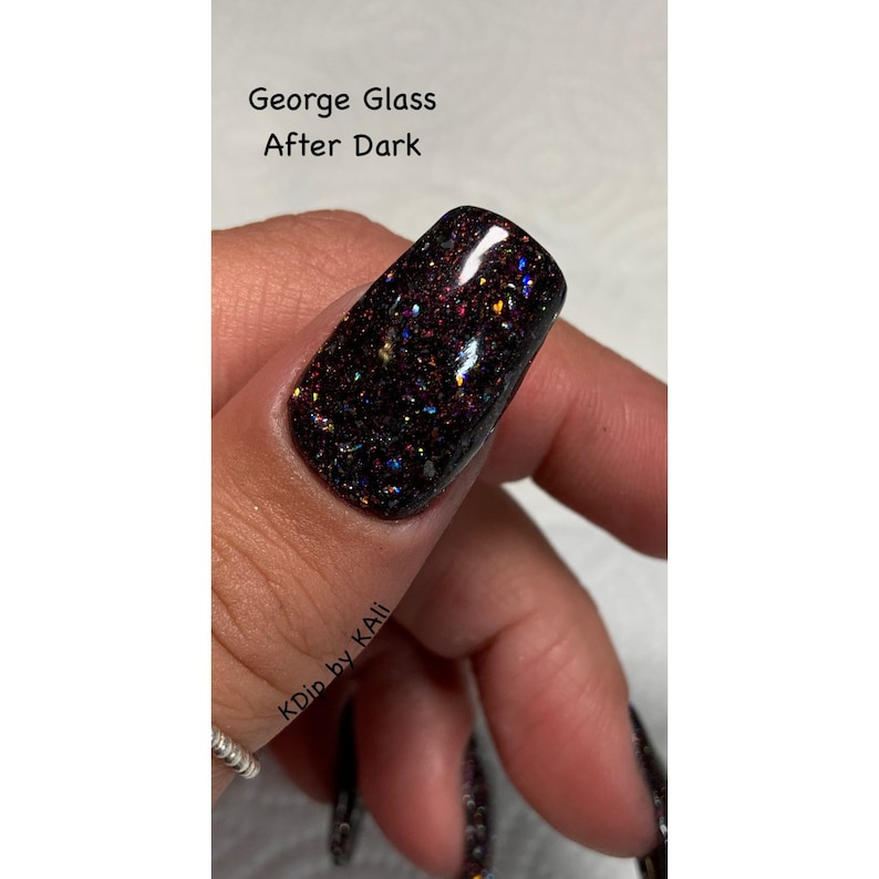 After Dark - nail dip powder, holographic nails, dip powder for nails, black dip powder, acrylic nail powder, nail tech gifts, kdip image 4