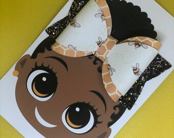 Honeybee/ Ice Cream faux leather hair bow/hair clip