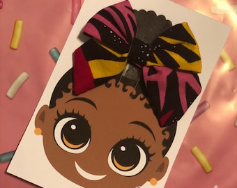 Black, Yellow, Green, Red and Pink African Print/Ankara Hair Bow/ Hair clip/ Small Fabric Bow/
