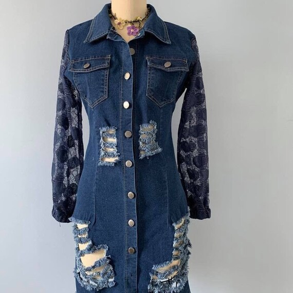 Blue jean ripped dress hotsell