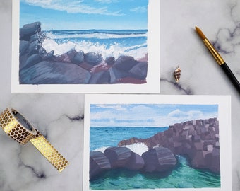 Seascape Art Prints || Illustrated Art Print || Gouache Art Print