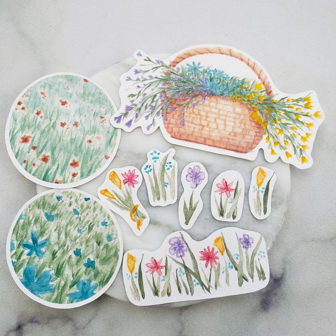 Watercolor Floral Sticker Pack || Illustrated Spring Stickers - Etsy