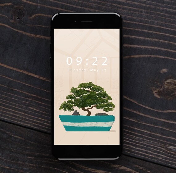 Bonsai Phone Wallpaper || Instant Download || Digital Art Background - Etsy