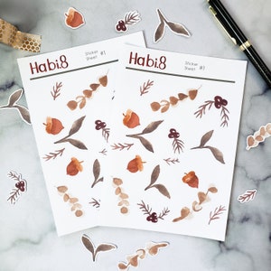 Watercolor Nature Sticker Sheet || Matte Sticker Paper