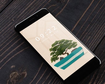 Bonsai Phone Wallpaper || Instant Download || Digital Art Background