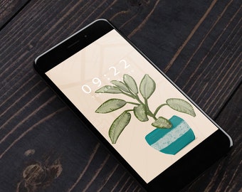 Tall Potted Plant Phone Wallpaper || Instant Download || Digital Art Background