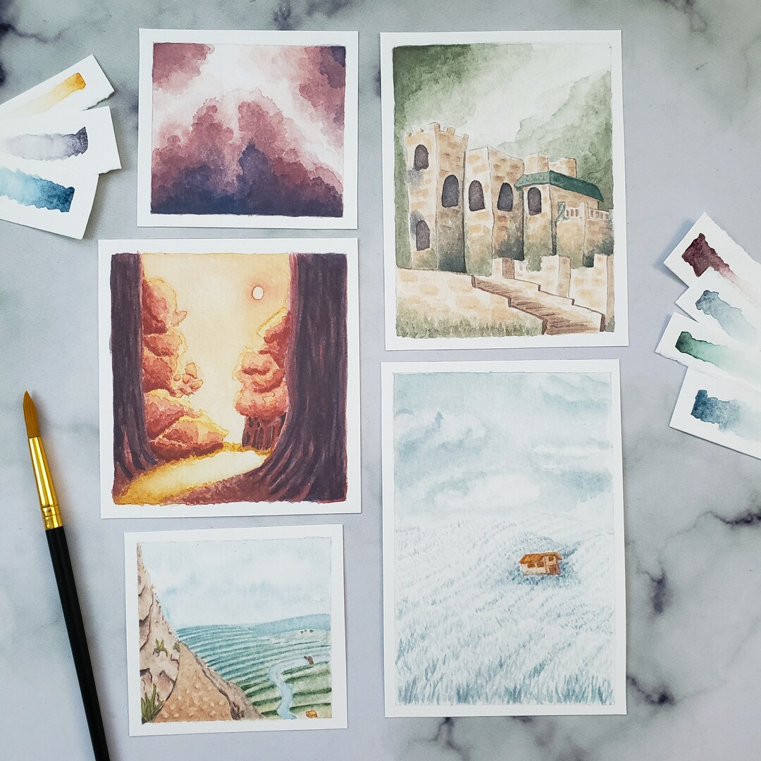 Watercolor Landscapes Art Prints Etsy