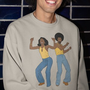 Trendy Sweatshirt African American Dancers Crewneck Black Love Black People Art Just Because Gift For Black Owned Shops Soul Train