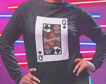 Black Queen of Clubs Crewneck Sweatshirt Black Owned Shops African American Womens Sweatshirt