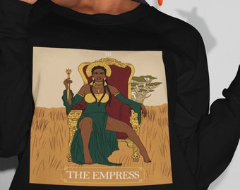 Black Queen Sweatshirt Tarot Card The Empress Black Owned Shops African American Melanin WItchy Womens Gift Oversized Sweatshirt