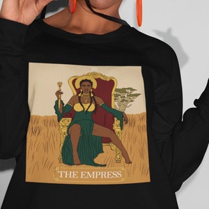 Black Queen Felpa Tarocchi Card The Empress Black Owned Shops Afroamericano Melanin WItchy Womens Regalo Oversize Felpa