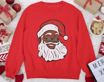 Black Santa Claus Christmas Sweatshirt | African American Christmas Sweatshirt | Holiday Sweatshirt | Black Owned Shops