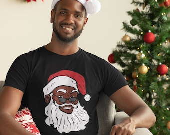 Black Santa Claus Christmas T Shirt African American Christmas Tee Shirt Holiday Shirt Black Owned Shops